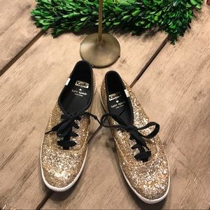 Gold Glitter Keds Kate Spade